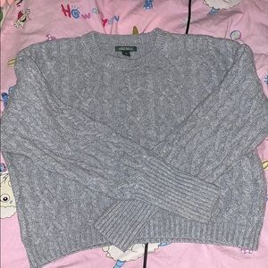 cropped gray sweater